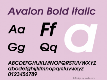 Avalon-DemiOblique Version 1.071 Font Sample