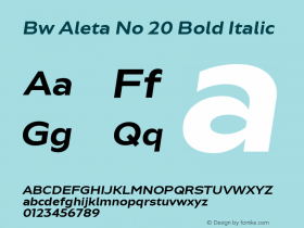 Bw Aleta No 20 Bold Italic Version 1.000;PS 001.000;hotconv 1.0.88;makeotf.lib2.5.64775图片样张