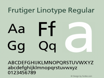 Frutiger Linotype Regular Version 1.0; 2001; initial release图片样张