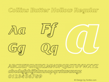 Collins Butter Hollow Version 1.001;December 1, 2020;FontCreator 12.0.0.2567 64-bit图片样张