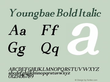 Youngbae-BoldItalic 1.0 Font Sample