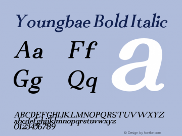 Youngbae Bold Italic 1.0 Font Sample