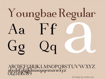 Youngbae Regular 1.0 Font Sample