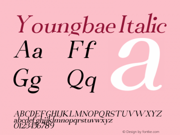 Youngbae Italic 1.0 Font Sample