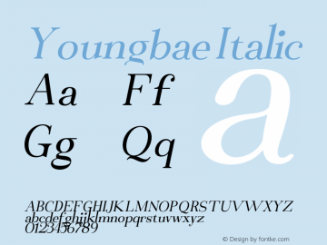 Youngbae-Italic 1.0 Font Sample