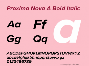 Proxima Nova A Bold It Version 3.018;PS 003.018;hotconv 1.0.88;makeotf.lib2.5.64775 Font Sample