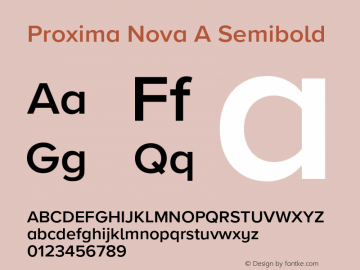 Proxima Nova A Semibold Version 3.018;PS 003.018;hotconv 1.0.88;makeotf.lib2.5.64775 Font Sample