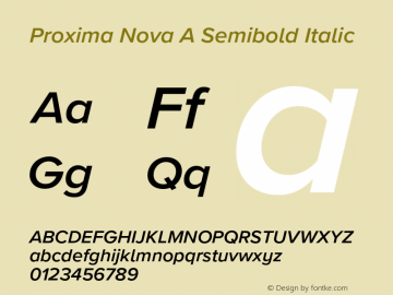 Proxima Nova A Semibold It Version 3.018;PS 003.018;hotconv 1.0.88;makeotf.lib2.5.64775 Font Sample