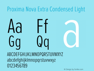 Proxima Nova ExCn Light Version 3.018;PS 003.018;hotconv 1.0.88;makeotf.lib2.5.64775图片样张
