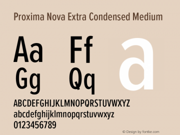 Proxima Nova ExCn Medium Version 3.018;PS 003.018;hotconv 1.0.88;makeotf.lib2.5.64775 Font Sample