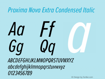 Proxima Nova ExCn It Version 3.018;PS 003.018;hotconv 1.0.88;makeotf.lib2.5.64775 Font Sample