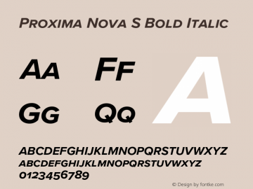 Proxima Nova S Bold It Version 3.018;PS 003.018;hotconv 1.0.88;makeotf.lib2.5.64775 Font Sample