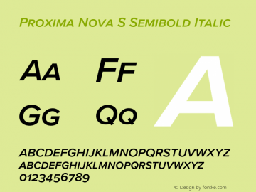 Proxima Nova S Semibold It Version 3.018;PS 003.018;hotconv 1.0.88;makeotf.lib2.5.64775 Font Sample
