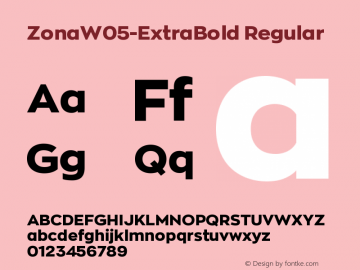 Zona W05 ExtraBold Version 2.001 Font Sample