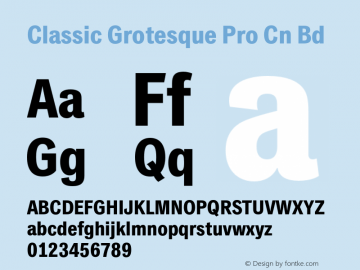 Classic Grotesque Pro Cn Bd Version 1.00 Font Sample