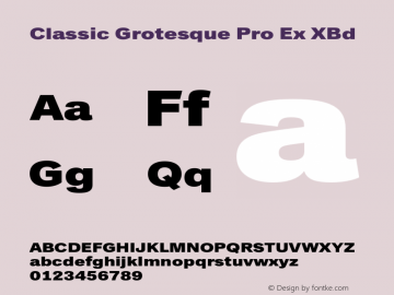 Classic Grotesque Pro Ex XBd Version 1.00 Font Sample