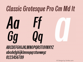 Classic Grotesque Pro Cm Md It Version 1.00 Font Sample