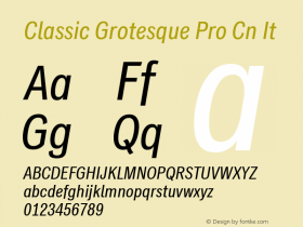 Classic Grotesque Pro Cn It Version 1.00 Font Sample