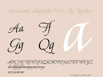 AmericanCalligraphic W01 Rg Version 1.00 Font Sample