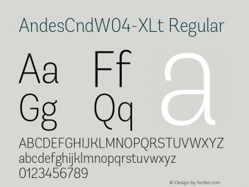 Andes Cnd W04 XLt Version 1.00 Font Sample