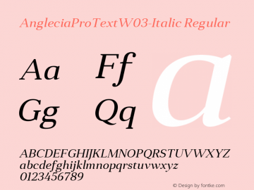 Anglecia Pro Text W03 Italic Version 1.00 Font Sample