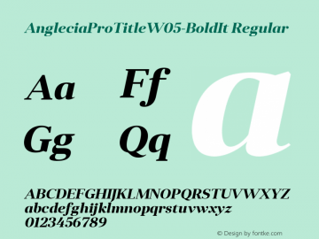 Anglecia Pro Title W05 Bold It Version 1.00 Font Sample