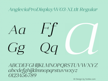 Anglecia Pro Disp W03 XLt It Version 1.00 Font Sample