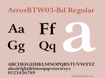 Arrus BT W03 Bd Version 1.00 Font Sample