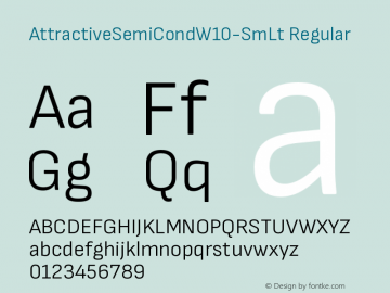 AttractiveSemiCond W10 SemiLt Version 3.001 Font Sample