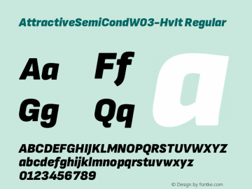 AttractiveSemiCond W03 HeavyIt Version 3.001 Font Sample