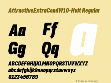 AttractiveExtraCond W10 HeavyIt Version 3.001 Font Sample