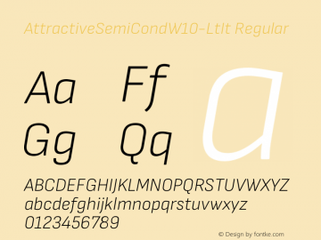 AttractiveSemiCond W10 LightIt Version 3.001 Font Sample