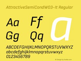 AttractiveSemiCond W03 Italic Version 3.001 Font Sample