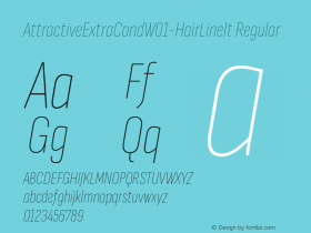 AttractiveExtraCondW01HairLineIt Version 3.001 Font Sample