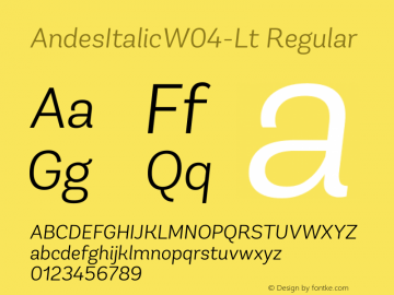 Andes Italic W04 Lt Version 1.00图片样张