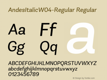 Andes Italic W04 Regular Version 1.00图片样张