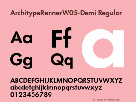 Architype Renner W05 Demi Version 1.00 Font Sample