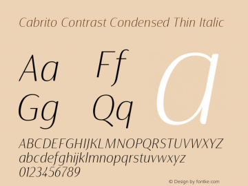 CabritoContrast-CondThinItalic Version 1.000图片样张