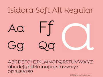 Isidora Soft Alt Regular Version 1.000;PS 001.000;hotconv 1.0.88;makeotf.lib2.5.64775 Font Sample