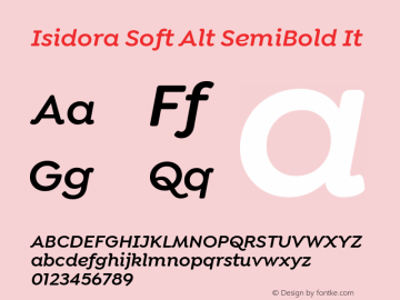 Isidora Soft Alt SemiBold It Version 1.000;PS 001.000;hotconv 1.0.88;makeotf.lib2.5.64775图片样张