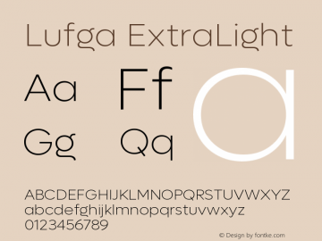 Lufga ExtraLight Version 1.000;hotconv 1.0.109;makeotfexe 2.5.65596图片样张