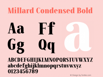 Millard-CondensedBold Version 1.001 Font Sample