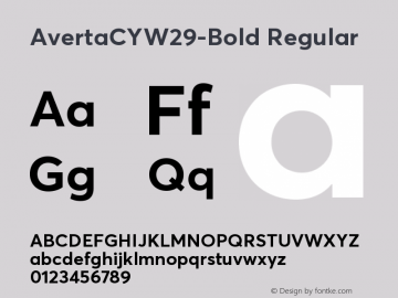 Averta CY W29 Bold Version 1.008 Font Sample