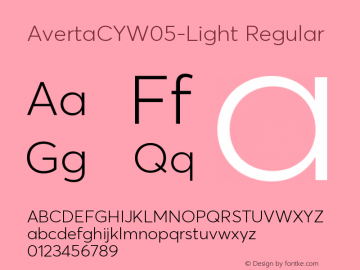 Averta CY W05 Light Version 1.008 Font Sample