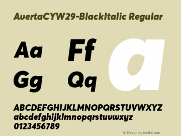 Averta CY W29 Black Italic Version 1.008 Font Sample