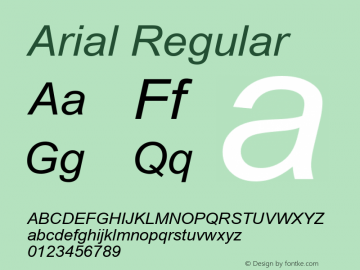 Arial W05 Italic Version 6.87 Font Sample