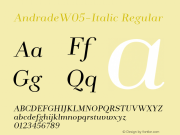 Andrade W05 Italic Version 1.00 Font Sample