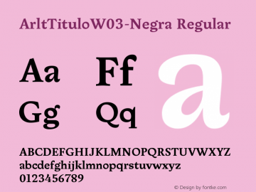 Arlt Titulo W03 Negra Version 1.00 Font Sample