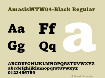 Amasis MT W04 Black Version 1.00 Font Sample