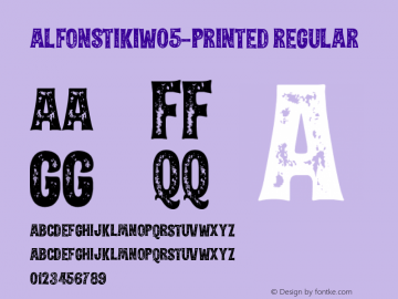 Alfons Tiki W05 Printed Version 1.00 Font Sample